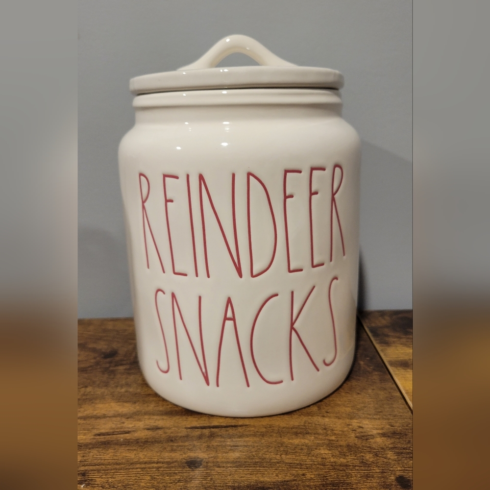 Rae Dunn Reindeer Snacks Canister
